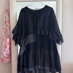 Pretty Angel Black Ruffled Tiered Tunic